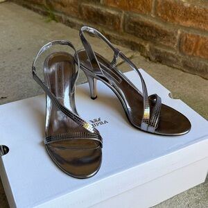 Bandolino Metallic Silver Strappy Slingback Heels